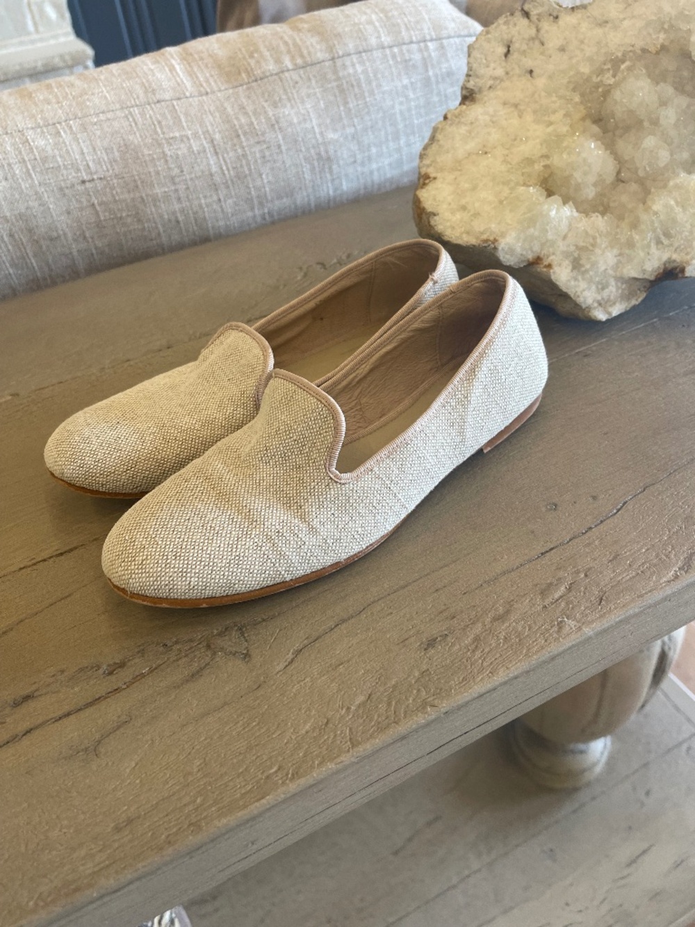 Valencia Ballet Flats Round Toe Made in Spain Linen Quality Versatile Classic